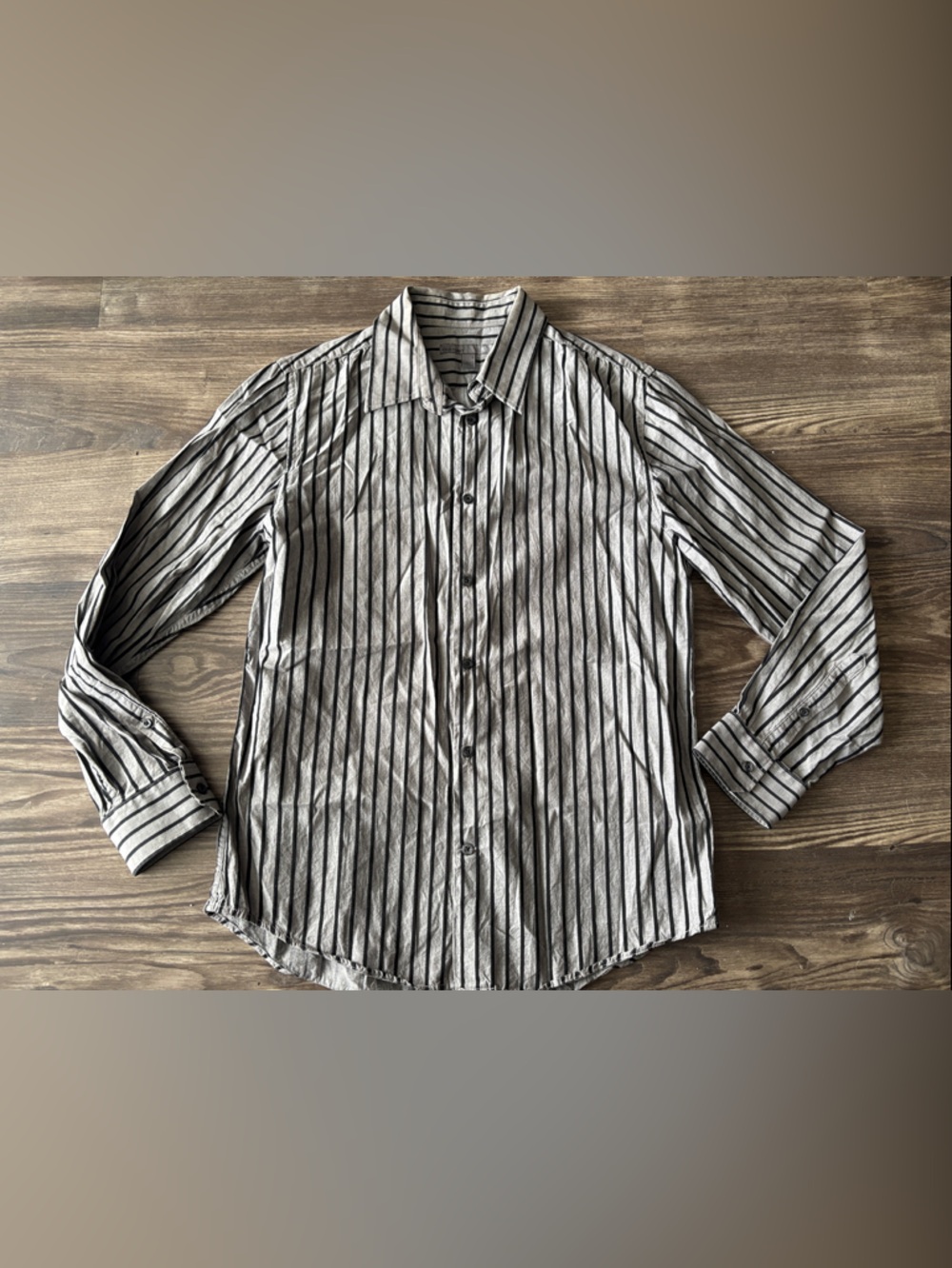 Old Navy Black and White Striped Dress Shirt